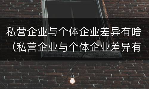 私营企业与个体企业差异有啥（私营企业与个体企业差异有啥特点）