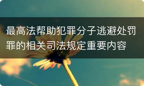 最高法帮助犯罪分子逃避处罚罪的相关司法规定重要内容