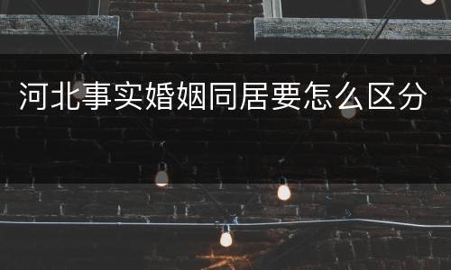河北事实婚姻同居要怎么区分
