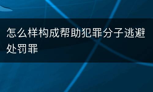 怎么样构成帮助犯罪分子逃避处罚罪