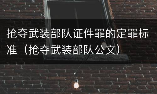 抢夺武装部队证件罪的定罪标准（抢夺武装部队公文）