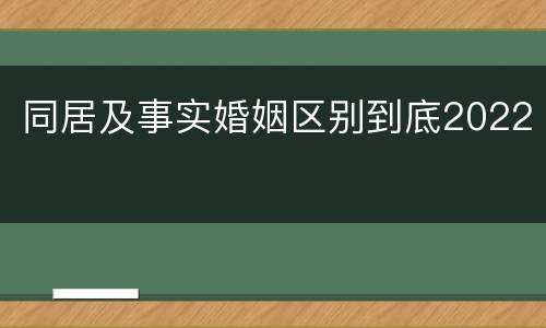 同居及事实婚姻区别到底2022