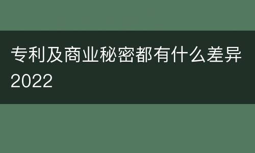 专利及商业秘密都有什么差异2022