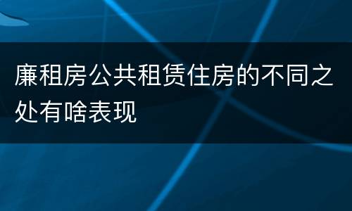 廉租房公共租赁住房的不同之处有啥表现