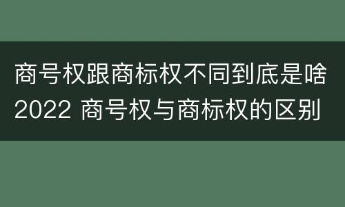 商号权跟商标权不同到底是啥2022 商号权与商标权的区别