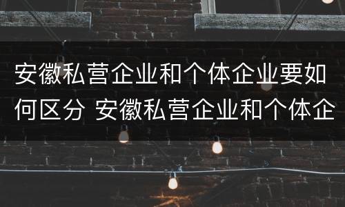 安徽私营企业和个体企业要如何区分 安徽私营企业和个体企业要如何区分出来