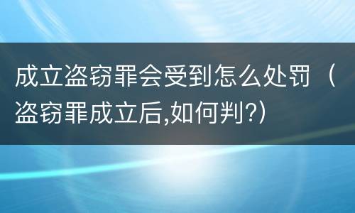 成立盗窃罪会受到怎么处罚（盗窃罪成立后,如何判?）