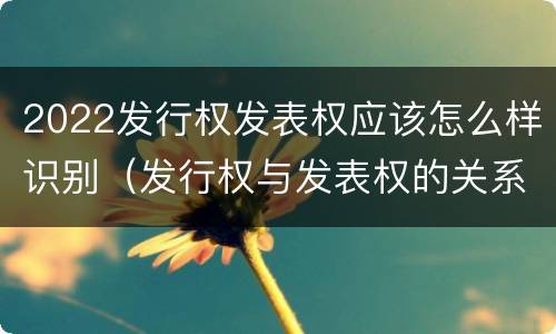 2022发行权发表权应该怎么样识别（发行权与发表权的关系）