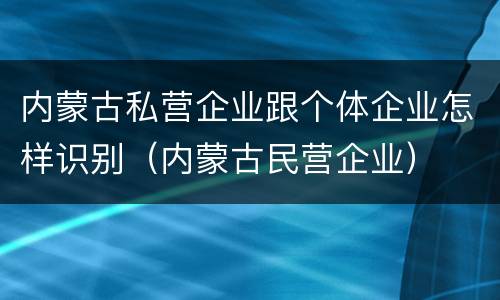 内蒙古私营企业跟个体企业怎样识别（内蒙古民营企业）