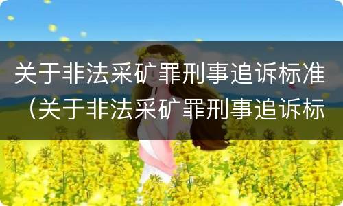 关于非法采矿罪刑事追诉标准（关于非法采矿罪刑事追诉标准最新）
