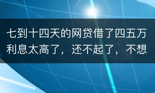 七到十四天的网贷借了四五万利息太高了，还不起了，不想还了可爱吗