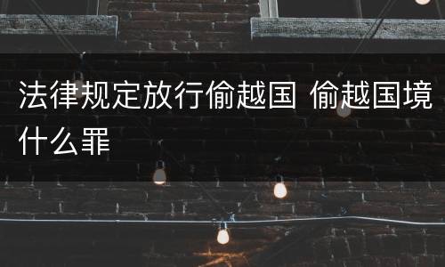 法律规定放行偷越国 偷越国境什么罪