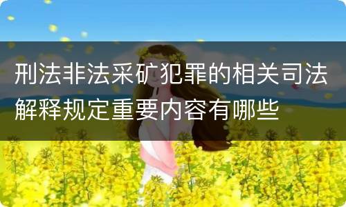 刑法非法采矿犯罪的相关司法解释规定重要内容有哪些