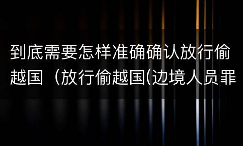 到底需要怎样准确确认放行偷越国（放行偷越国(边境人员罪）