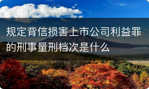 规定背信损害上市公司利益罪的刑事量刑档次是什么