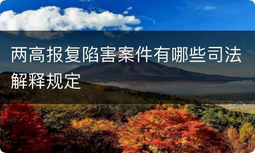 两高报复陷害案件有哪些司法解释规定