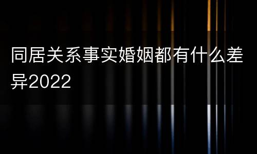 同居关系事实婚姻都有什么差异2022