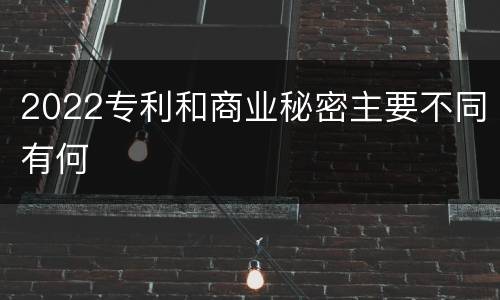 2022专利和商业秘密主要不同有何