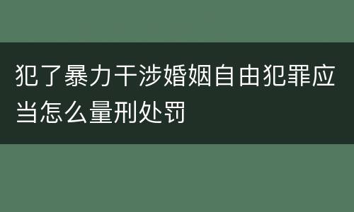 犯了暴力干涉婚姻自由犯罪应当怎么量刑处罚