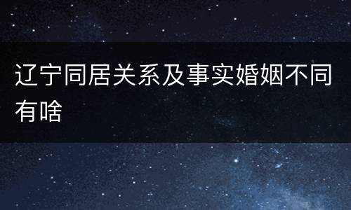 辽宁同居关系及事实婚姻不同有啥