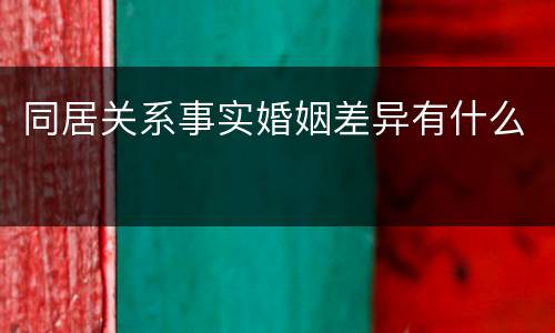 同居关系事实婚姻差异有什么
