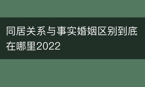 同居关系与事实婚姻区别到底在哪里2022