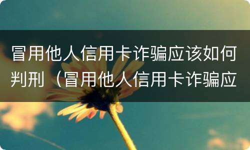 冒用他人信用卡诈骗应该如何判刑（冒用他人信用卡诈骗应该如何判刑呢）