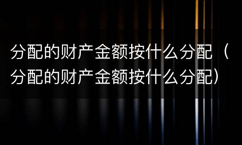 分配的财产金额按什么分配（分配的财产金额按什么分配）