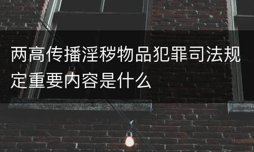 两高传播淫秽物品犯罪司法规定重要内容是什么
