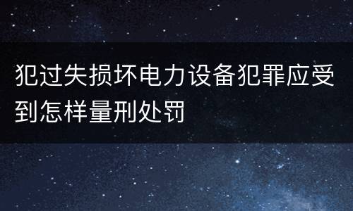 犯过失损坏电力设备犯罪应受到怎样量刑处罚