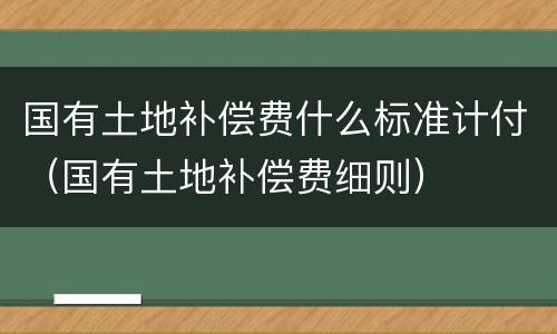 国有土地补偿费什么标准计付（国有土地补偿费细则）