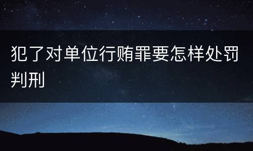 犯了对单位行贿罪要怎样处罚判刑