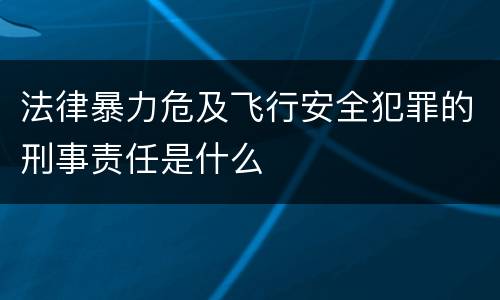 法律暴力危及飞行安全犯罪的刑事责任是什么