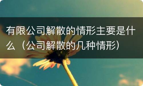 有限公司解散的情形主要是什么（公司解散的几种情形）
