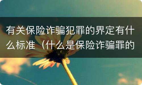 有关保险诈骗犯罪的界定有什么标准（什么是保险诈骗罪的认定）
