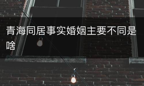 青海同居事实婚姻主要不同是啥