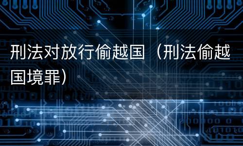 刑法对放行偷越国（刑法偷越国境罪）