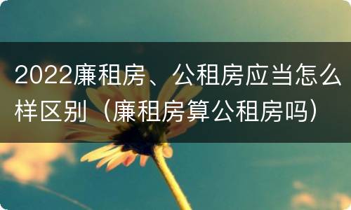 2022廉租房、公租房应当怎么样区别（廉租房算公租房吗）