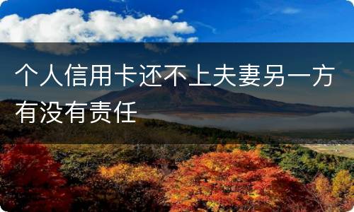 个人信用卡还不上夫妻另一方有没有责任