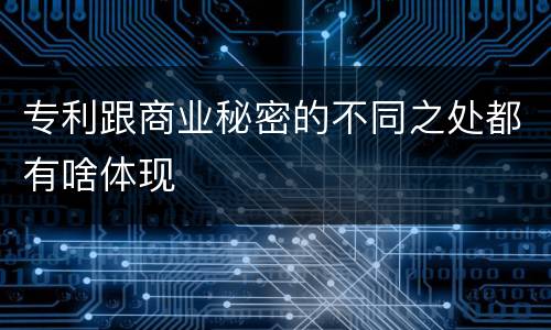 专利跟商业秘密的不同之处都有啥体现