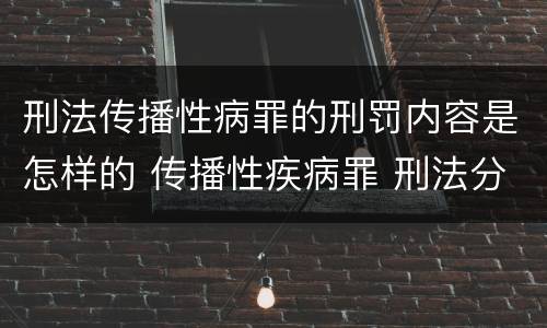 刑法传播性病罪的刑罚内容是怎样的 传播性疾病罪 刑法分则