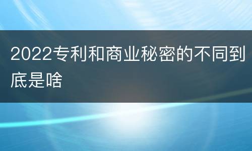 2022专利和商业秘密的不同到底是啥