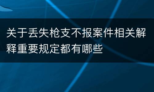 关于丢失枪支不报案件相关解释重要规定都有哪些