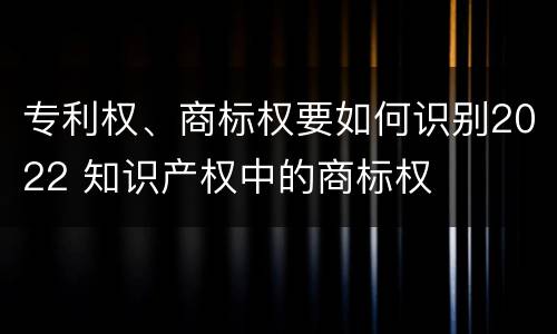 专利权、商标权要如何识别2022 知识产权中的商标权