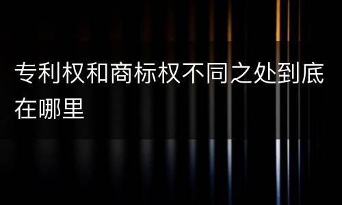 专利权和商标权不同之处到底在哪里