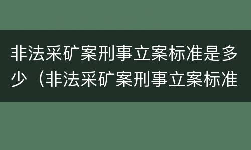 非法采矿案刑事立案标准是多少（非法采矿案刑事立案标准是多少年）