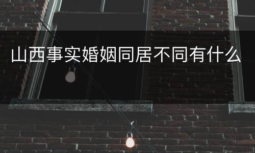山西事实婚姻同居不同有什么