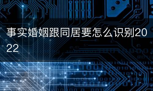 事实婚姻跟同居要怎么识别2022