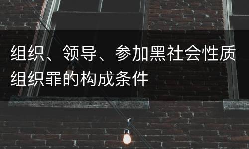 组织、领导、参加黑社会性质组织罪的构成条件