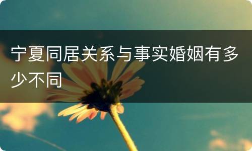 宁夏同居关系与事实婚姻有多少不同